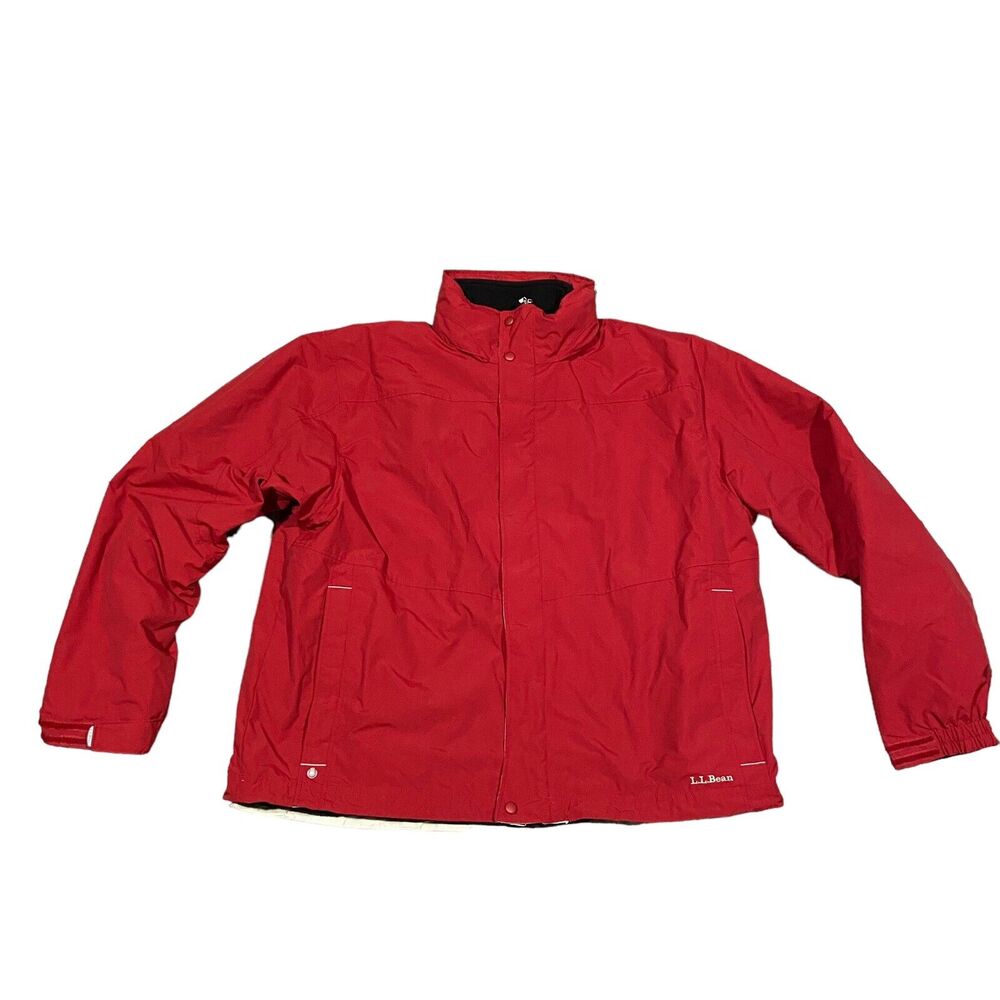 LL Bean Removable Fleece Lined 3-in-1‎ Coat Size XXL With Hood Red